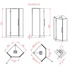 Душевая кабина Esbano ESM-PENTA-90 L