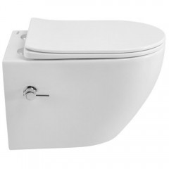 Унитаз подвесной BelBagno Marino-tor BB7026CH-TOR-BS/SC безободковый торнадо с функцией биде и смесителем
