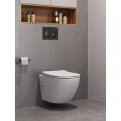 Унитаз подвесной BelBagno Marino-tor BB7026CH-TOR-BS/SC безободковый торнадо с функцией биде и смесителем