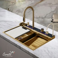 Мойка кухонная многофункциональная Cerutti Gloria Pro Nano Gold CT11109