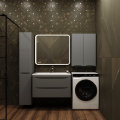 Тумба с раковиной Style Line ElFante Бергамо мини 90 подвесная серый