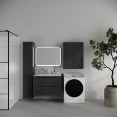 Тумба с раковиной Style Line ElFante Марелла 80 подвесная графит