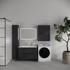 Тумба с раковиной Style Line ElFante Марелла 90 подвесная графит