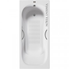 Ванна чугунная Vinsent Veron Aura VAU1507542H/VH0015GM-AS 150x75 с ручками и антискользящим покрытием