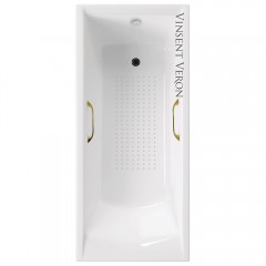 Ванна чугунная Vinsent Veron Devon VDV1707045H/VH0012GD-AS 170x70 с ручками и антискользящим покрытием