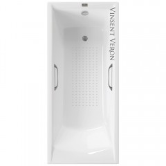 Ванна чугунная Vinsent Veron Devon VDV1908045H/VH0012GM-AS 190x80 с ручками и антискользящим покрытием