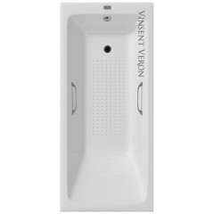 Ванна чугунная Vinsent Veron Kingston VKN1808050H/VH0012GM-AS 180x80 с ручками и антискользящим покрытием