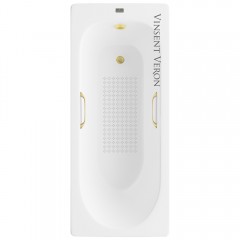 Ванна чугунная Vinsent Veron Soissons VCN1707042H/VH0012MGD-AS 170x70 с ручками и антискользящим покрытием
