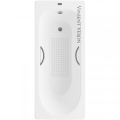 Ванна чугунная Vinsent Veron Soissons VCN1707042H/VH0015GM-AS 170x70 с ручками и антискользящим покрытием