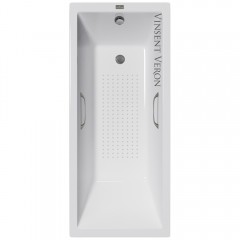 Ванна чугунная Vinsent Veron Square VSQ1407045H/VH0012GM-AS 140x70 с ручками и антискользящим покрытием