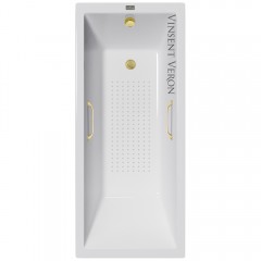 Ванна чугунная Vinsent Veron Square VSQ1707545H/VH0012MGD-AS 170x75 с ручками и антискользящим покрытием