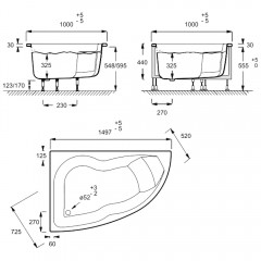 Ванна акриловая Jacob Delafon Micromega Duo 150x100 L E60221-00