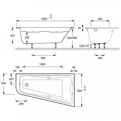 Ванна акриловая Jacob Delafon Odeon Up 160x90 R E6081RU-00
