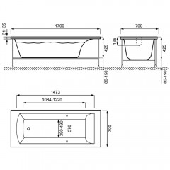 Каркас для ванны Jacob Delafon Ove 170x70 E6D305RU-NF