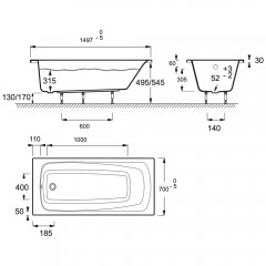 Экран боковой под ванну Jacob Delafon Patio 150x70 E6120RU-00