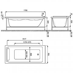 Каркас для ванны Jacob Delafon Spacio 170x75 E6D085RU-NF