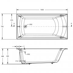 Ванна чугунная Jacob Delafon Biove 150x75 E6D903-0