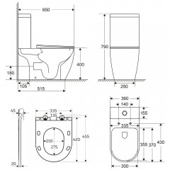 Унитаз Bloomix Casper AD3144T/UF1 безободковый торнадо
