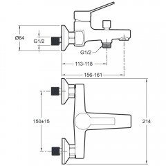 Смеситель для ванны Jacob Delafon Eo E24160RU-CP