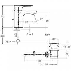 Смеситель для раковины Jacob Delafon Aleo E72275-4-CP