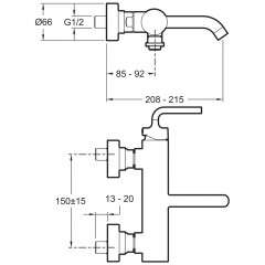Смеситель для ванны Jacob Delafon Purist E14589-4A-CP