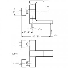 Смеситель для ванны Jacob Delafon Strayt E45370-CP