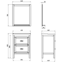Комплект мебели ASB-Woodline Римини 60 бук тироль массив ясеня