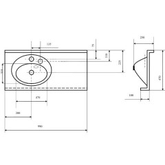 Раковина мебельная Акватон Отель 100 L 1A70073NOT01L