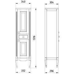 Пенал ASB-Woodline Модена белый массив ясеня