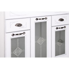Комплект мебели ASB-Woodline Бергамо 85 витраж белый массив ясеня