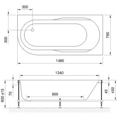 Ванна акриловая Royal Bath Azur RB614201 150x80 R