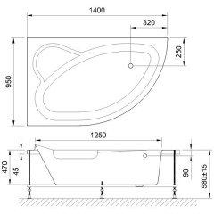 Ванна акриловая Royal Bath Alpine RB819103 140x95 L