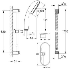 Набор для ванной комнаты Grohe Eurosmart Grohtherm 800 124422