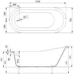 Ванна чугунная Magliezza Gracia RAL WH 170x76
