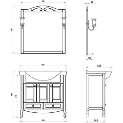 Зеркало ASB-Woodline Флоренция 85 бук тироль массив ясеня