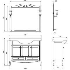 Зеркало ASB-Woodline Флоренция 105 белый массив ясеня