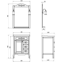 Зеркало ASB-Woodline Флоренция квадро 60 белый массив ясеня