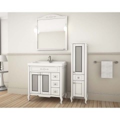 Тумба с раковиной ASB-Woodline Флоренция квадро 80 белый массив ясеня