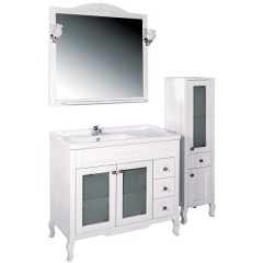 Зеркало ASB-Woodline Флоренция квадро 90 белый массив ясеня