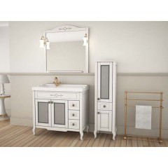 Зеркало ASB-Woodline Флоренция квадро 90 белый массив ясеня