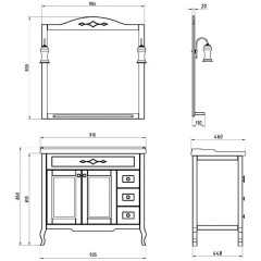 Тумба с раковиной ASB-Woodline Флоренция квадро 90 бук тироль массив ясеня