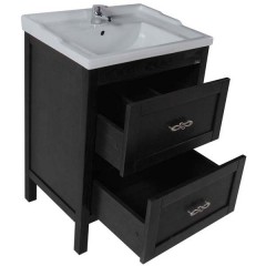 Тумба с раковиной ASB-Woodline Римини 60 чёрный массив ясеня