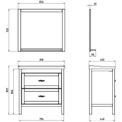 Зеркало ASB-Woodline Римини 80 чёрный массив ясеня