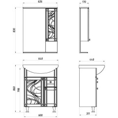 Тумба с раковиной ASB-Mebel Альфа кристалл 65-1Н