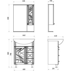 Тумба с раковиной ASB-Mebel Альфа кристалл 65-3Н