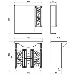 Зеркало-шкаф ASB-Mebel Альфа кристалл 80
