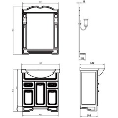 Зеркало ASB-Mebel Астра НСВ декор 75