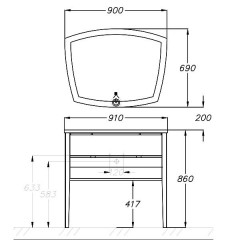 Тумба с раковиной Opadiris Smile Риголетто 90