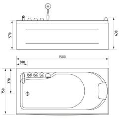 Ванна акриловая Gemy G9006 1,5 B L