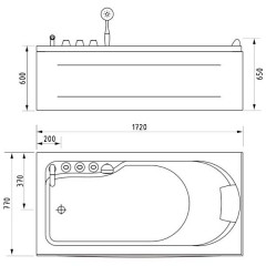 Ванна акриловая Gemy G9006 1,7 B L